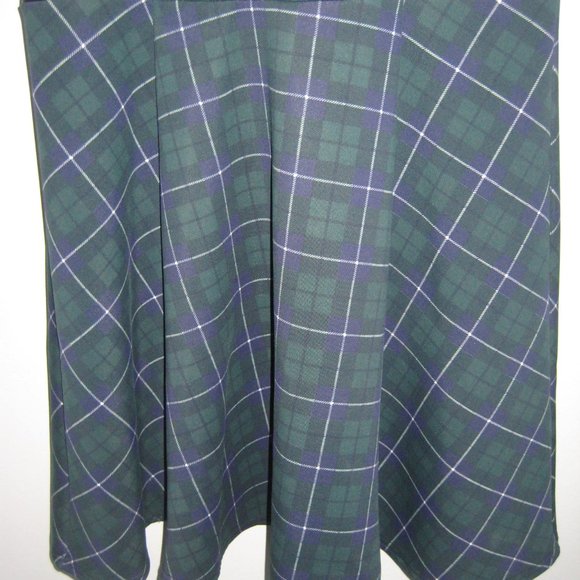 FIGA Tartan/Faux Leather dress, size 14, green/blue/black - Picture 7 of 11